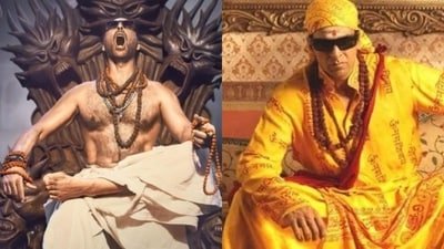 Akshay Kumar in Bhooth Bangla (L) and Bhool Bhulaiyaa (R).