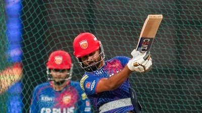 Punjab Kings' captain Shreyas Iyer during a practice session. (PTI) Punjab Kings' captain Shreyas Iyer during a practice session. (PTI)