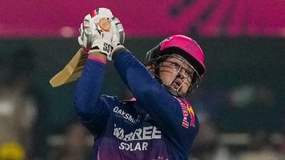 Vaibhav Sooryavanshi plays a shot during an Indian Premier League (IPL) 2026 T20 cricket match between Rajasthan Royals and Chennai Super Kings (PTI)