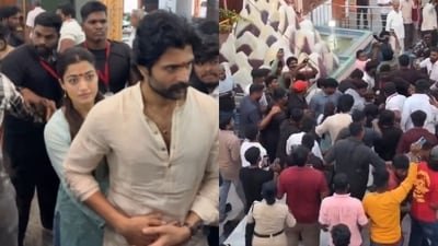 Rashmika Mandanna and Vijay Deverakonda celebrated their 1 month anniversary at an Anantapur temple.