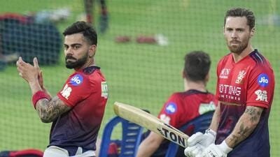 Royal Challengers Bengaluru’s Virat Kohli during a practice session. (PTI)