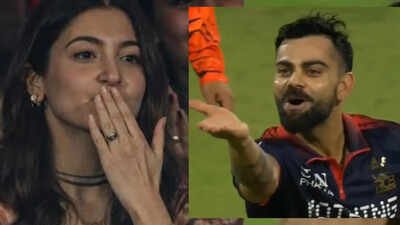Virat Kohli throws flying kisses at Anushka Sharma after RCB wins, the internet can't keep calm: 'Someone tell them they are married' - VIDEO