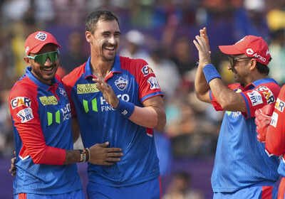 Delhi Capitals Mitchell Starc, with captain Axar Patel, left, and Mohit Sharma (PTI Photo) Why hasn’t Mitchell Starc joined Delhi Capitals yet? Alyssa Healy gives blunt reply