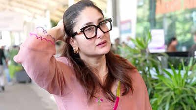 Kareena Kapoor Khan recently showcased effortless airport style in a soft blush pink ethnic ensemble. The coordinated kurta and straight pants, adorned with delicate floral embroidery, were paired with a sheer dupatta featuring a vibrant border. Her look was completed with printed juttis and minimal accessories, striking a perfect balance between comfort and chic elegance for her travels. Kareena Kapoor Khan keeps it chic in a pink embroidered ethnic look at the airport