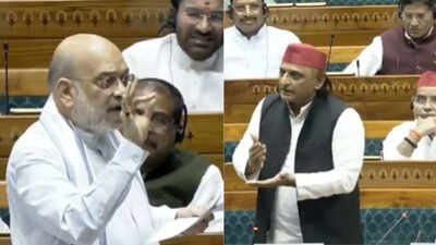 Amit Shah and Akhilesh Yadav 'Halt proceedings for an hour': Amit Shah's proposal to oppn on Delimitaton Bill; Akhilesh hits back with 'woman PM' remark