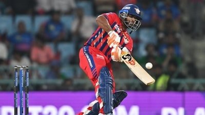 Rishabh Pant, captain of the Lucknow Super Giants in action during the IPL match between the Lucknow Super Giants and the Delhi Capitals