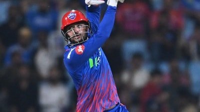 Sameer Rizvi in action during the IPL 2026 match between the Lucknow Super Giants and the Delhi Capitals