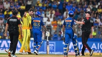 Jamie Overton of the Chennai Super Kings and Tilak Verma of the Mumbai Indians were involved in an argument. (Raju Shinde)