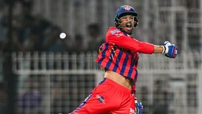 Mukul Choudhary celebrates after LSG beat KKR (ANI)