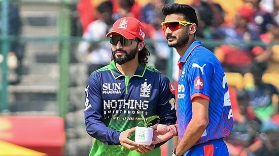 Rajat Patidar and Axar Patel during the reverse DC vs RCB fixture.