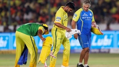 Ayush Mhatre gets injured during the IPL 2026 match against Sunrisers Hyderabad. (ANI Picture Service)