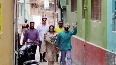 Singer Arijit Singh and his wife Koel Roy leave after casting their votes at the Jiyaganj Singh Primary School polling station, in Murshidabad on Thursday. (ANI Video Grab) (ANI Video Grab  )