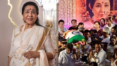 Asha Bhosle was laid to rest with full state honours in Mumbai on Monday. (PTI/Anshuman Poyrekar/HT Photo)