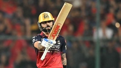 Virat Kohli celebrates after scoring a half-century. (AFP)