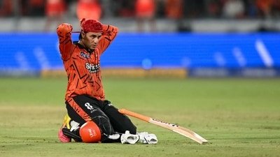 Sunrisers Hyderabad's Abhishek Sharma prepares to bat during a break in the 2026 IPL match between Sunrisers Hyderabad and Delhi Capitals (AFP)