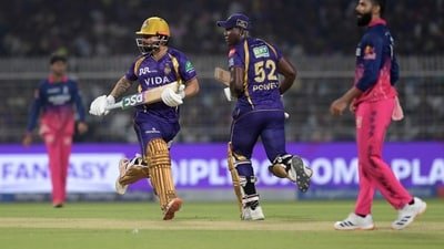 Kolkata Knight Riders' Rovman Powell and Rinku Singh in action (REUTERS)