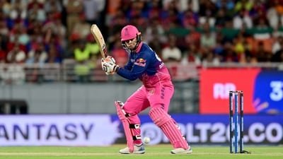 Vaibhav Sooryavanshi of the Rajasthan Royals is playing a shot against the Punjab Kings. (Hindustan Times)