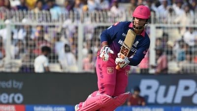 Vaibhav Sooryavanshi batting against KKR. (Hindustan Times)