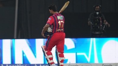 Lucknow Super Giants' captain Rishabh Pant walks off the field after losing his wicket during the Indian Premier League cricket match (AP) Lucknow Super Giants' captain Rishabh Pant walks off the field after losing his wicket during the Indian Premier League cricket match (AP)