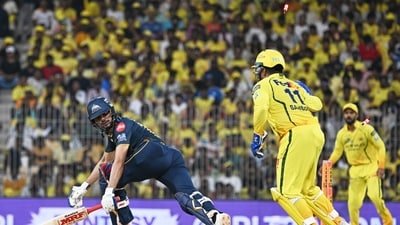 Shubman Gill reacts after being stumped out by Sanju Samson. (AP)