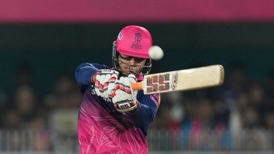 Vaibhav Sooryavanshi plays a shot during the IPL 2026 cricket match between RCB and RR. (AP) Vaibhav Sooryavanshi plays a shot during the IPL 2026 cricket match between RCB and RR. (AP)