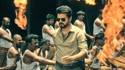 Vijay in a still from H Vinoth's Jana Nayagan which was leaked online.