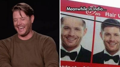 Jensen Ackles reacted to his photoshopped bald pic being used in hair salons.
