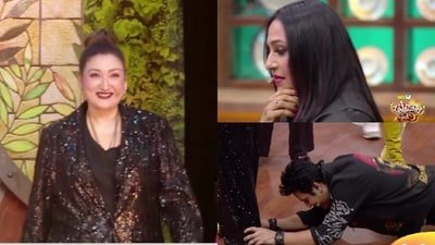 Sunita Ahuja's appearance on Laughter Chefs season 3 surprises Krushna Abhishek and Kashmera Shah.