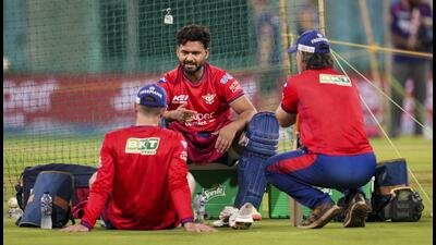 Lucknow Super Giants’ captain Rishabh Pant during a practice session ahead of the Indian Premier League match against Rajasthan Royals, in Lucknow. (PTI)