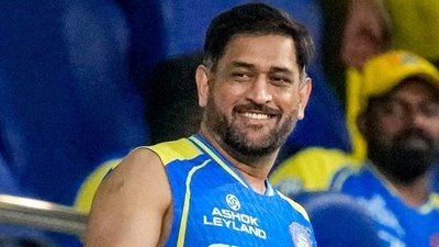 Chennai Super Kings' MS Dhoni during a practice session on the eve of the IPL 2026 match between Chennai Super Kings and Kolkata Knight Riders (PTI) Chennai Super Kings' MS Dhoni during a practice session on the eve of the IPL 2026 match between Chennai Super Kings and Kolkata Knight Riders (PTI)