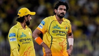 Khaleel Ahmed struggles physically during CSK's match vs KKR. (PTI)