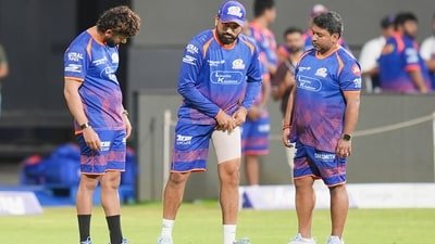 Rohit Sharma picked up a hamstring injury against RCB on Sunday. (PTI) Rohit Sharma picked up a hamstring injury against RCB on Sunday. (PTI)