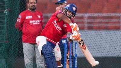 Rishabh Pant in nets ahead of the game against the Punjab Kings. (PTI)