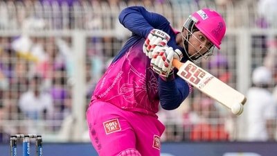 Kolkata: Rajasthan Royals' Vaibhav Sooryavanshi plays a shot during the Indian Premier League (IPL) 2026 T20 cricket match between Kolkata Knight Riders and Rajasthan Royals, at Eden Gardens in Kolkata, West Bengal, Sunday, April 19, 2026. (PTI Photo/Swapan Mahapatra)(PTI04_19_2026_000212B) (PTI)