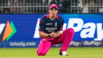 Nandre Burger drops Rinku Singh's catch in the KKR vs RR match. (PTI)