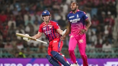 ;ucknow Super Giants' Mitchell Marsh reacts during an Indian Premier League (IPL) 2026 T20 cricket match against Rajasthan Royals, in Lucknow (PTI)