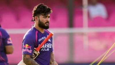 Riyan Parag during a practice session ahead of an Indian Premier League (IPL) 2026 T20 cricket match. (PTI)