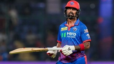 Delhi Capitals' KL Rahul walks back to the pavilion after his dismissal by Royal Challengers Bengaluru's Josh Hazlewood (PTI)