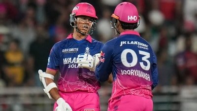 Rajasthan Royals' Yashasvi Jaiswal, left, and Vaibhav Sooryavanshi clicked once again in the match against Punjab Kings. (PTI)