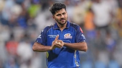 Mumbai Indians' Shardul Thakur during an Indian Premier League (IPL) 2026 T20 cricket match between Mumbai Indians and Sunrisers Hyderabad (PTI)