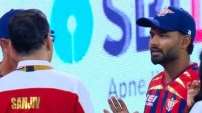 After the match, visuals of Sanjiv Goenka in conversation with Rishabh Pant were broadcast, (X Image)