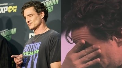 Pedro Pascal got emotional at the CCXP Mexico preview of Star Wars: The Mandalorian and Grogu. (AP photo/X)