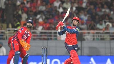 Priyansh Arya in action against LSG. (Keshav Singh/HT)