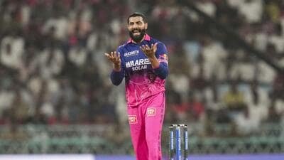Rajasthan Royals' Ravindra Jadeja against Lucknow Super Giants, in Lucknow, Uttar Pradesh, Wednesday. (PTI)