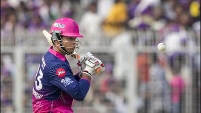Rajasthan Royals' Vaibhav Sooryavanshi during the Indian Premier League match against Kolkata Knight Riders. (PTI)