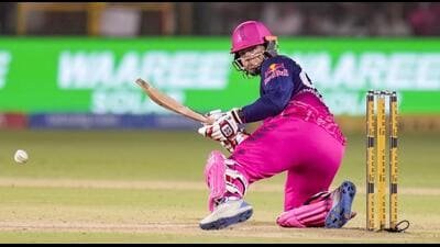 Rajasthan Royals' Vaibhav Sooryavanshi plays a shot against Sunrisers Hyderabad in Jaipur. (PTI)