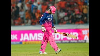 Rajasthan Royals' Vaibhav Sooryavanshi walks off the field after his dismissal during the Indian Premier League match against Sunrisers Hyderabad. (PTI)
