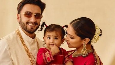 Ranveer Singh and Deepika Padukone with their daughter Dua Padukone Singh.