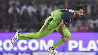 Royal Challengers Bengaluru's Bhuvneshwar Kumar in action against Delhi Capitals . (PTI)