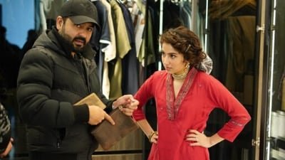 Sara Arjun with director Aditya Dhar during the shoot of Dhurandhar 2.